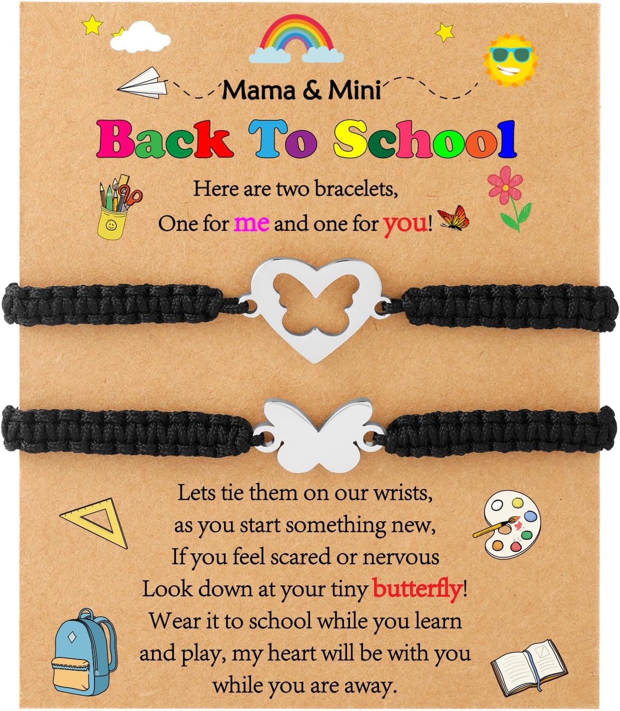 Mother Daughter Bracelets, Mother Son Bracelets Mommy and Me Back to School Kindergarten Gifts Matching Bracelets Set for Mother's Day Gifts