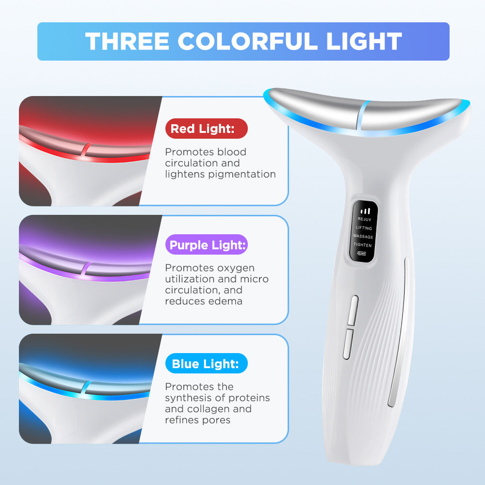 EMS Microcurrent Color Light Constant Temperature Neck Beauty Instrument Vibration Neck Massage Instrument Introduction Instrument Neck Pattern Neck Beauty Tool