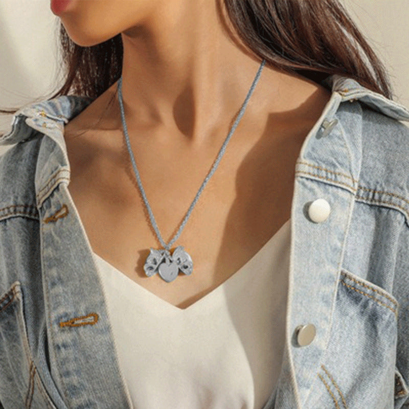 New Women's Butterfly I Love You Love Album Box Pendant Necklace Jewelry