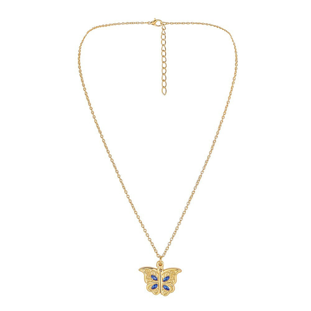 New Women's Butterfly I Love You Love Album Box Pendant Necklace Jewelry