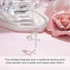 First Communion Gifts Baptism Gifts Cross Pearl Bracelet Cross Necklace for Jewelry Set for Mother
