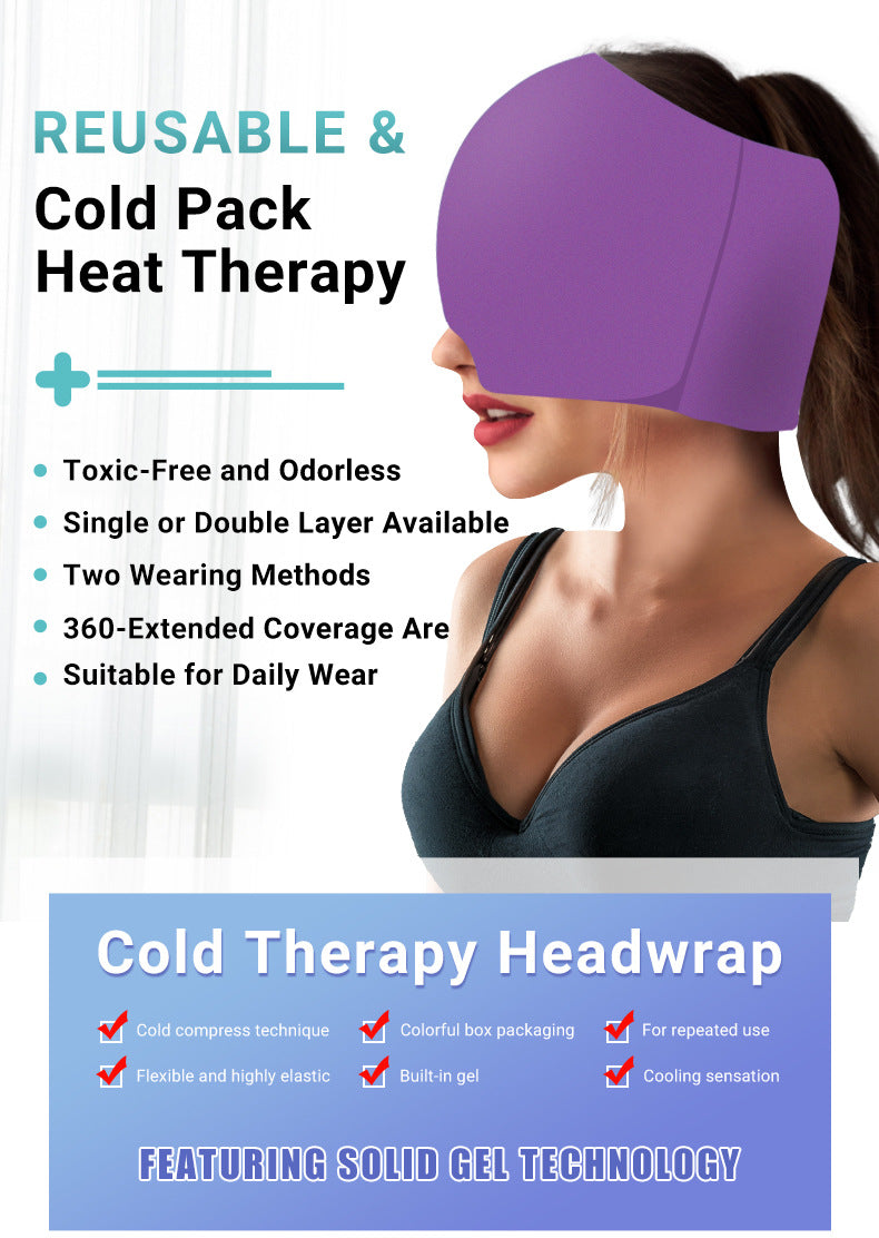 Odorless Migraine Relief Cap with Hot/Cold Therapy & 360° Gel Coverage