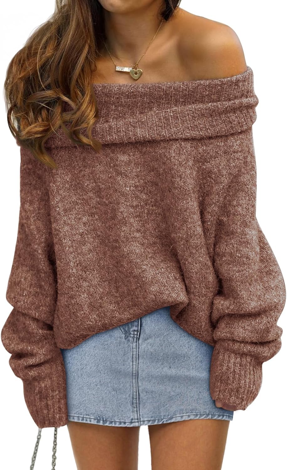 LILLUSORY Womens Off The Shoulder Sweater Oversized Batwing Sleeve Loose Pullover Sweaters Tops