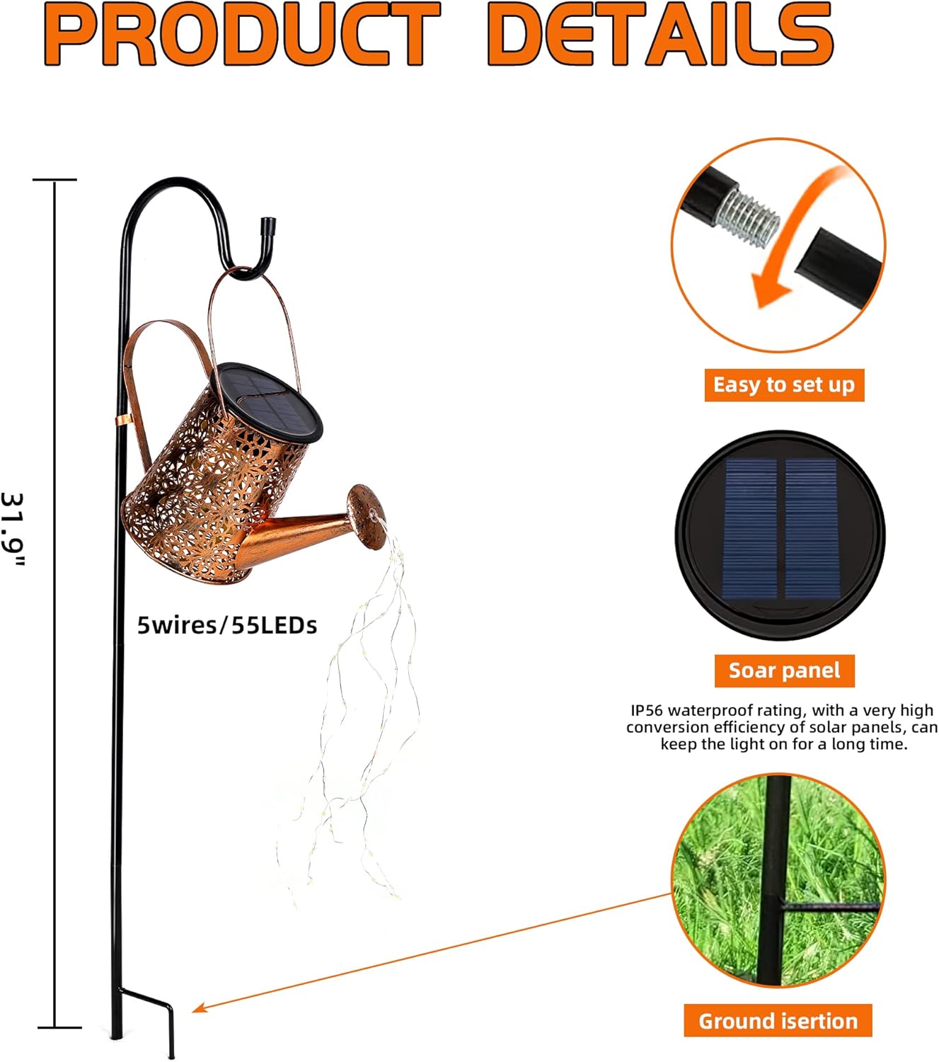 Otdair Solar Watering Can Lights – Outdoor Garden/Patio/Pathway Decor, Waterproof Solar Lights, Gifts for Mom/Grandma Birthdays