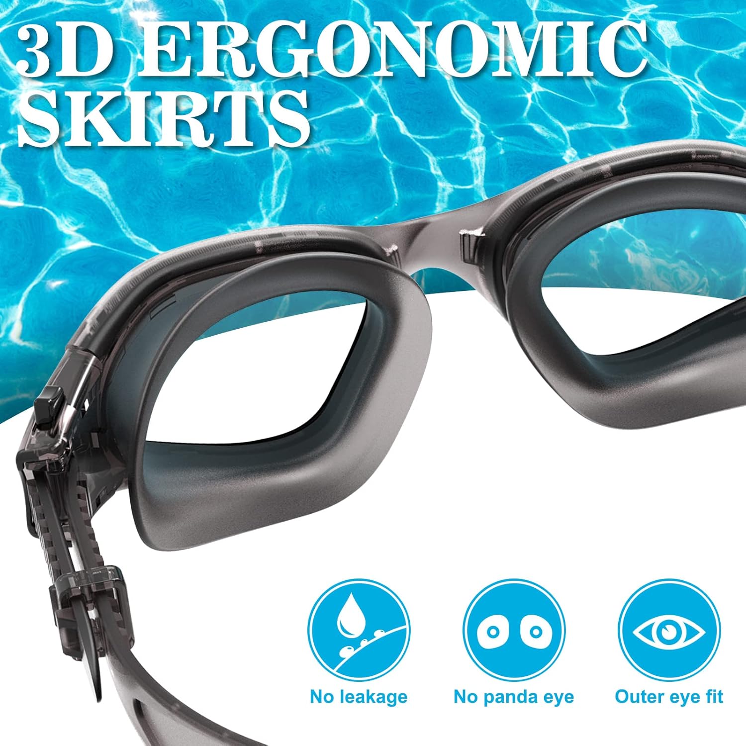 Polarized Swimming Goggles Swim Pool Goggles Anti Fog Anti UV No Leakage Clear Vision for Men Women Adults Teenagers