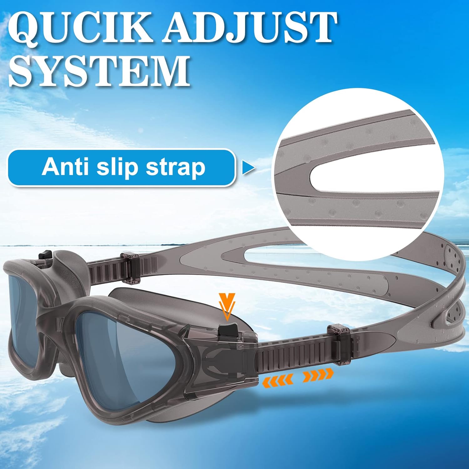 Polarized Swimming Goggles Swim Pool Goggles Anti Fog Anti UV No Leakage Clear Vision for Men Women Adults Teenagers