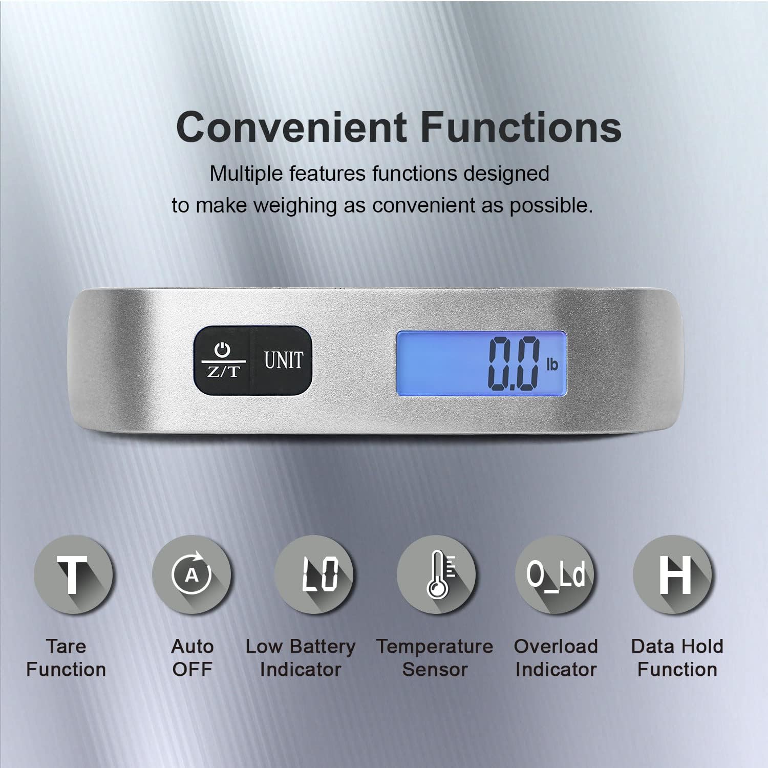 Portable Digital Hanging Baggage Scale for Travel Battery Included Suitcase Weight Scale with Rubber Paint 110 Pounds