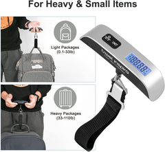 Portable Digital Hanging Baggage Scale for Travel Battery Included Suitcase Weight Scale with Rubber Paint 110 Pounds