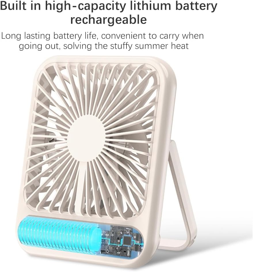 Travel Fan Desk Fan Portable USB Rechargeable Fan Small Table Fans,2000mAh 180° Tilt Folding Personal Fan With Power Display