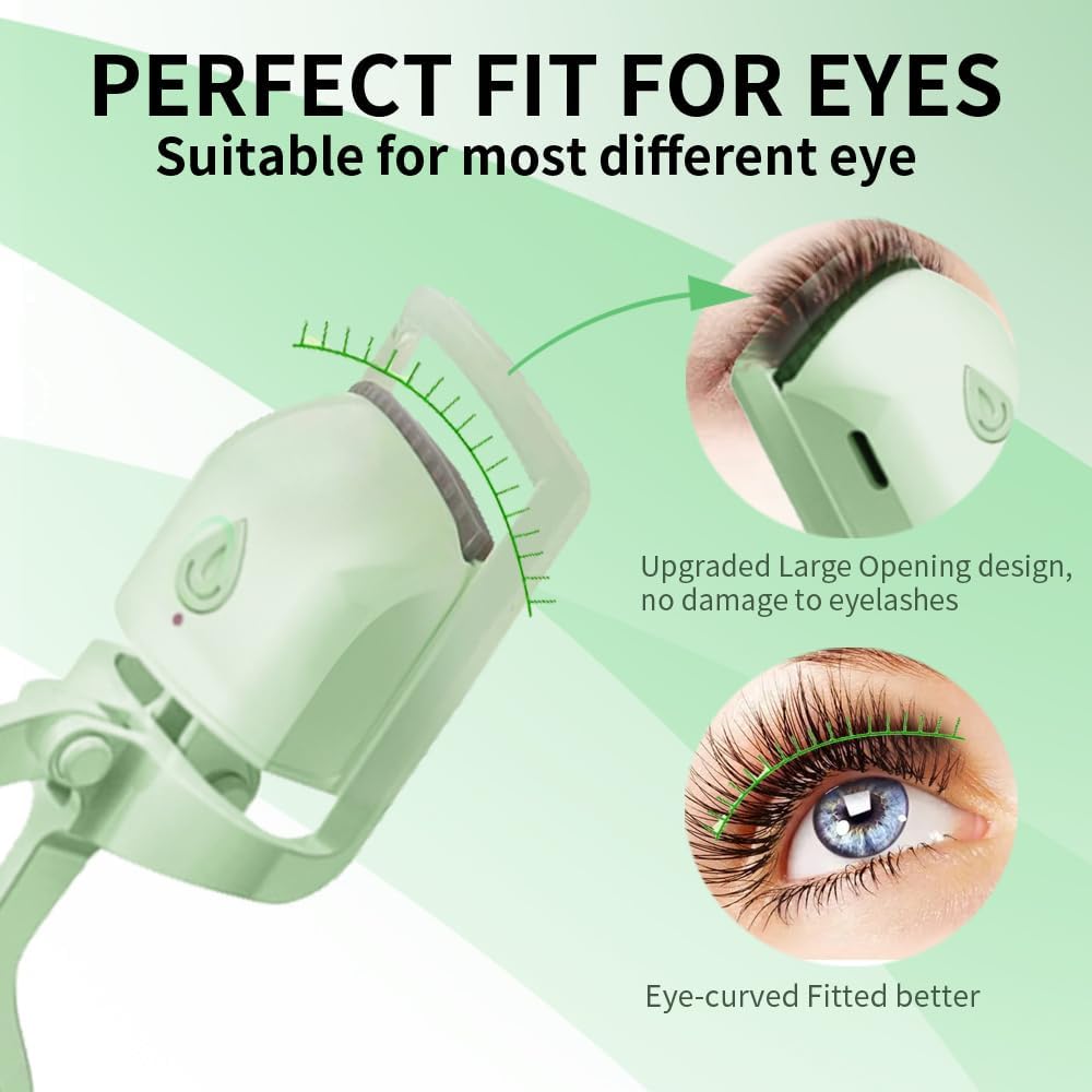 Professional Heated Eyelash Curler - Safe, Long-Lasting Curl with Quick Heating | Travel-Friendly & Waterproof Design