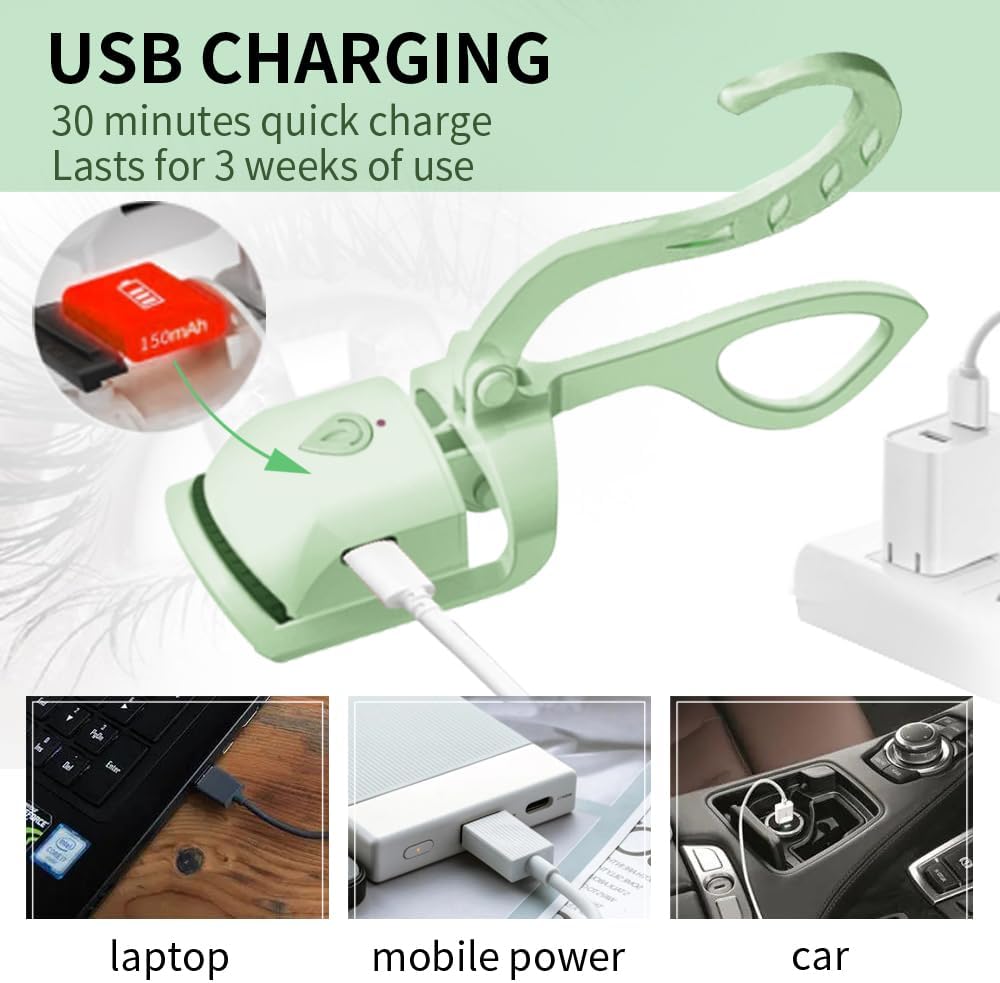 Professional Heated Eyelash Curler - Safe, Long-Lasting Curl with Quick Heating | Travel-Friendly & Waterproof Design