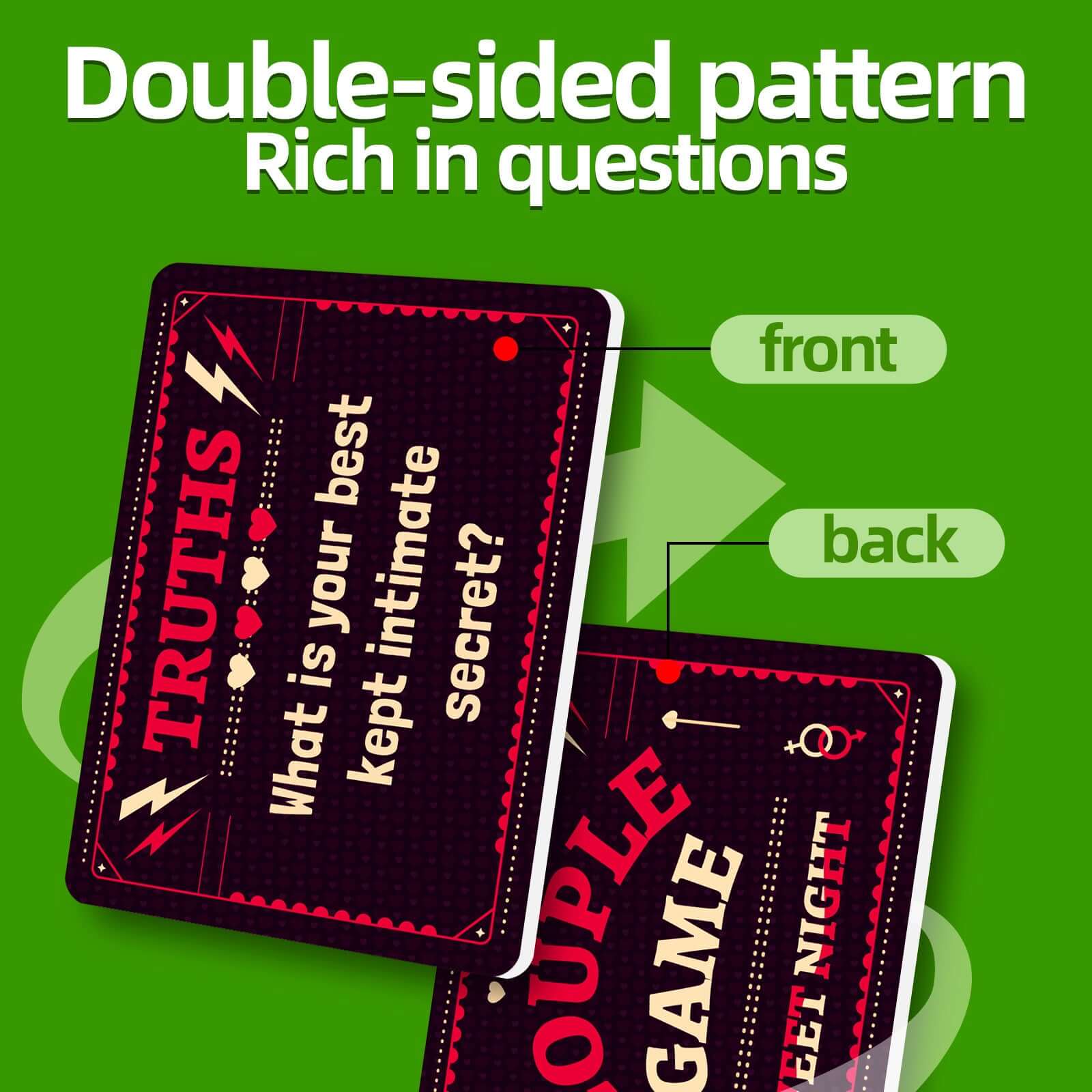 50 Romantic Night Cards for Couples, Ambiguous, Extreme Pulling Game Prop Cards