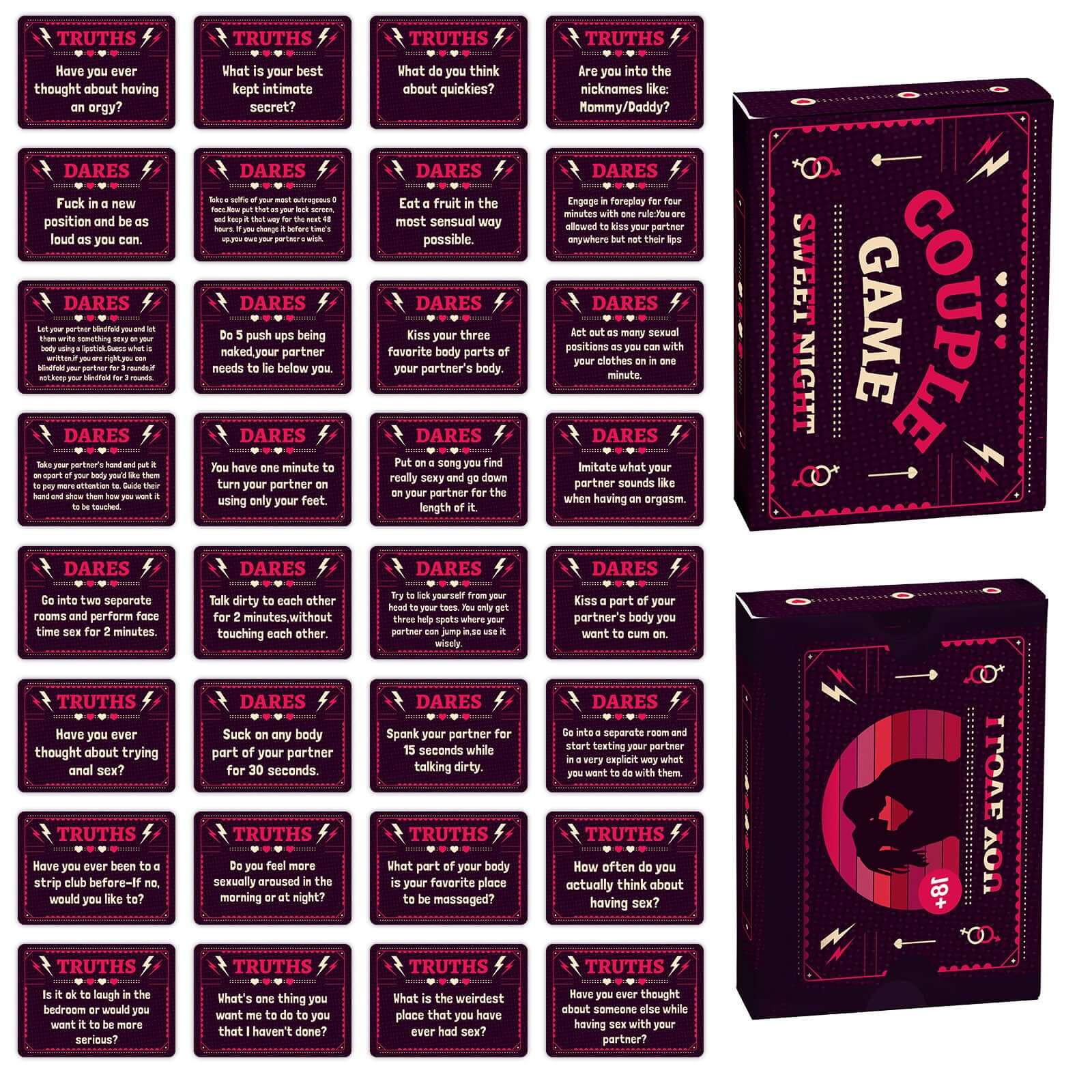 50 Romantic Night Cards for Couples, Ambiguous, Extreme Pulling Game Prop Cards