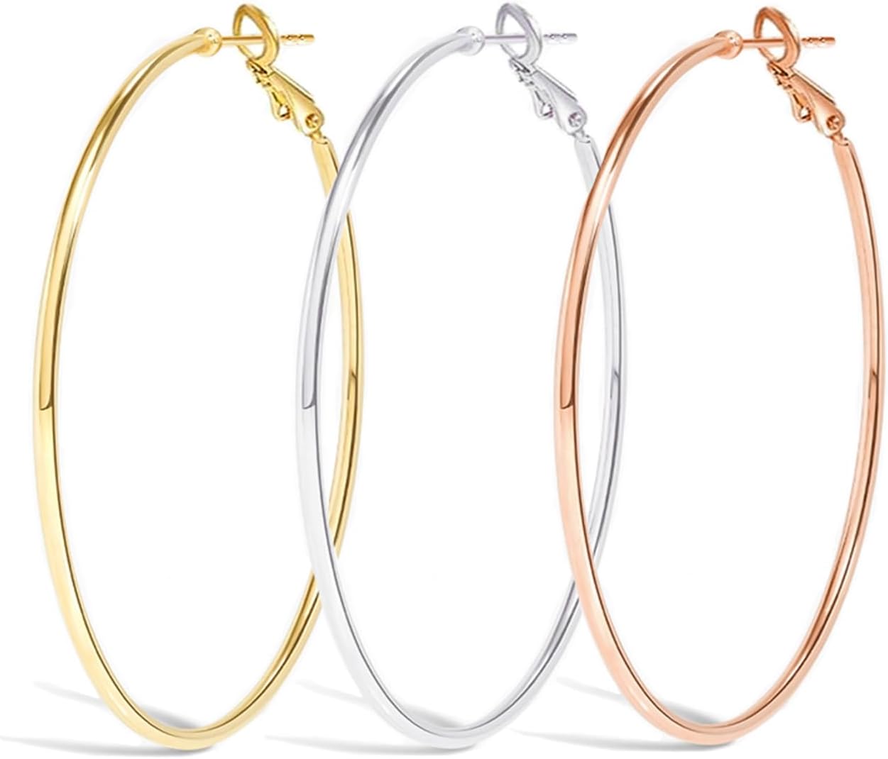 Gold Hoop Earrings for Women Girls,Dainty 14k Gold Hypoallergenic Rose Gold Silver Hoop Earrings with 925 Sterling Silver Post