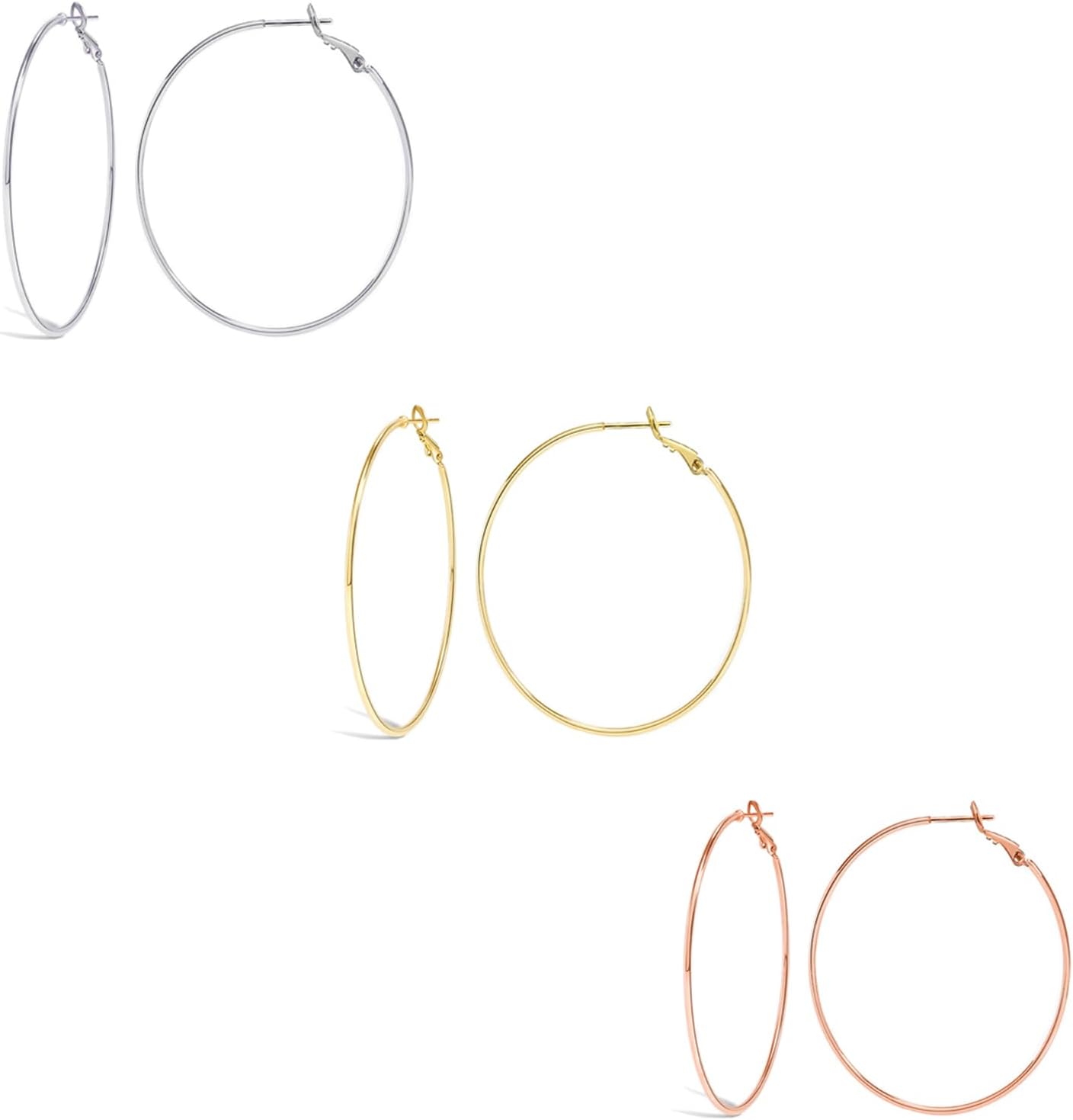 Gold Hoop Earrings for Women Girls,Dainty 14k Gold Hypoallergenic Rose Gold Silver Hoop Earrings with 925 Sterling Silver Post