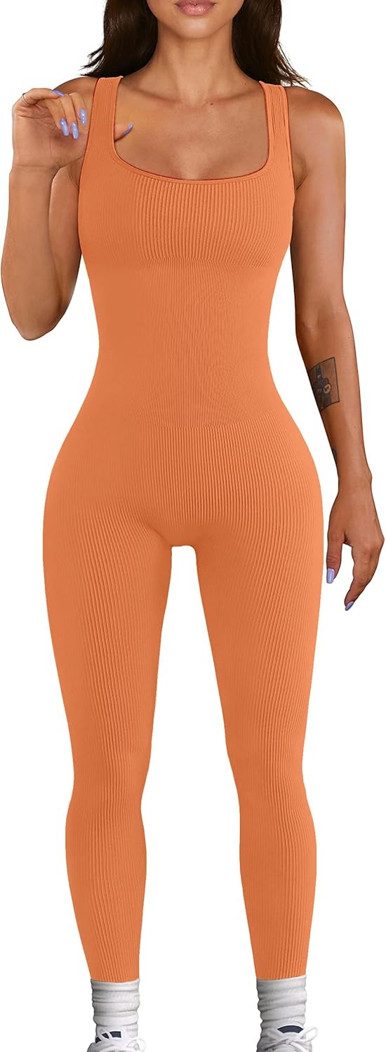 Mono de entrenamiento sin costuras para mujer, mono de yoga acanalado, ajustado, de una pieza, camiseta sin mangas, leggings 