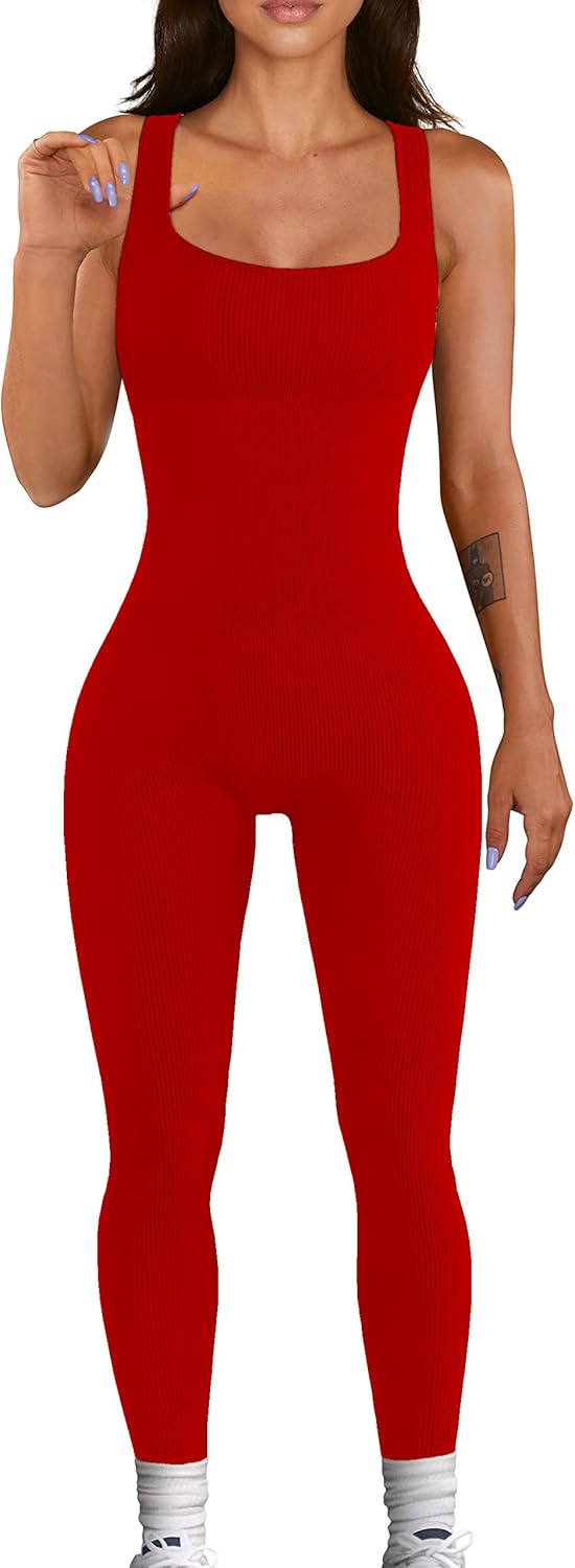 Mono de entrenamiento sin costuras para mujer, mono de yoga acanalado, ajustado, de una pieza, camiseta sin mangas, leggings 