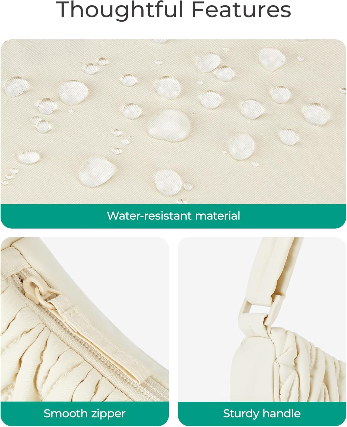 Bolsos bandolera pequeños BAGSMART para mujer, bolsos de hombro para mujer, bolsos bandolera acolchados, bolsos tipo hobo con forma de media luna 