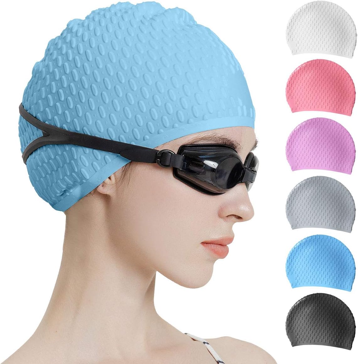 Silicone Swim Cap Comfortable Bathing Cap Ideal for Curly Short Medium Long Hair Swimming Cap for Women and Men