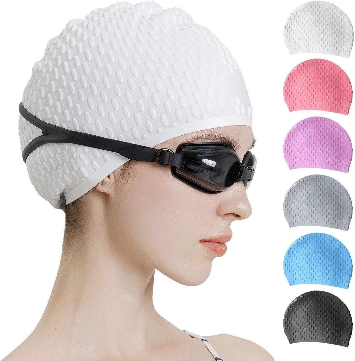 Silicone Swim Cap Comfortable Bathing Cap Ideal for Curly Short Medium Long Hair Swimming Cap for Women and Men