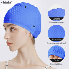 Silicone Swim Cap Comfortable Bathing Cap Ideal for Curly Short Medium Long Hair Swimming Cap for Women and Men