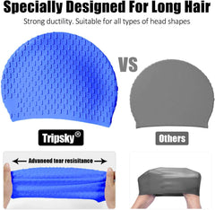 Silicone Swim Cap Comfortable Bathing Cap Ideal for Curly Short Medium Long Hair Swimming Cap for Women and Men
