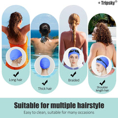 Silicone Swim Cap Comfortable Bathing Cap Ideal for Curly Short Medium Long Hair Swimming Cap for Women and Men
