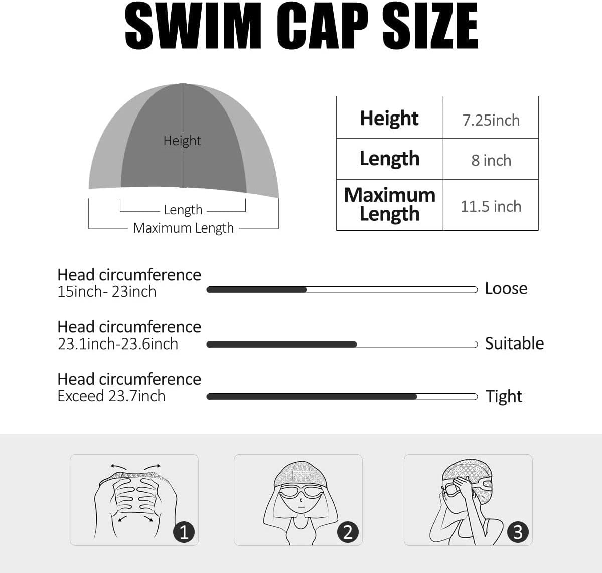 Silicone Swim Cap Comfortable Bathing Cap Ideal for Curly Short Medium Long Hair Swimming Cap for Women and Men