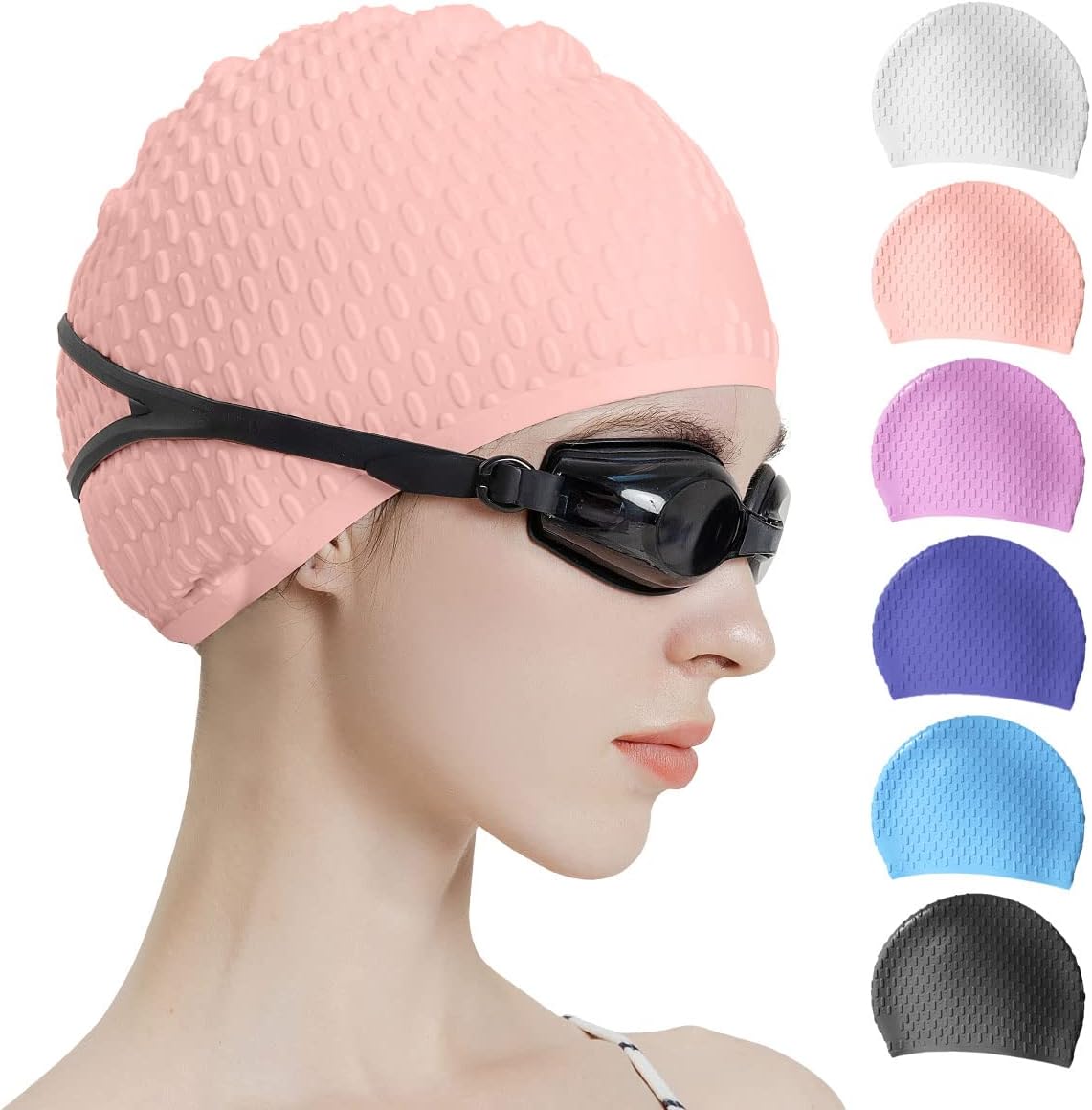 Silicone Swim Cap Comfortable Bathing Cap Ideal for Curly Short Medium Long Hair Swimming Cap for Women and Men