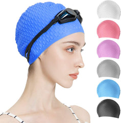 Silicone Swim Cap Comfortable Bathing Cap Ideal for Curly Short Medium Long Hair Swimming Cap for Women and Men