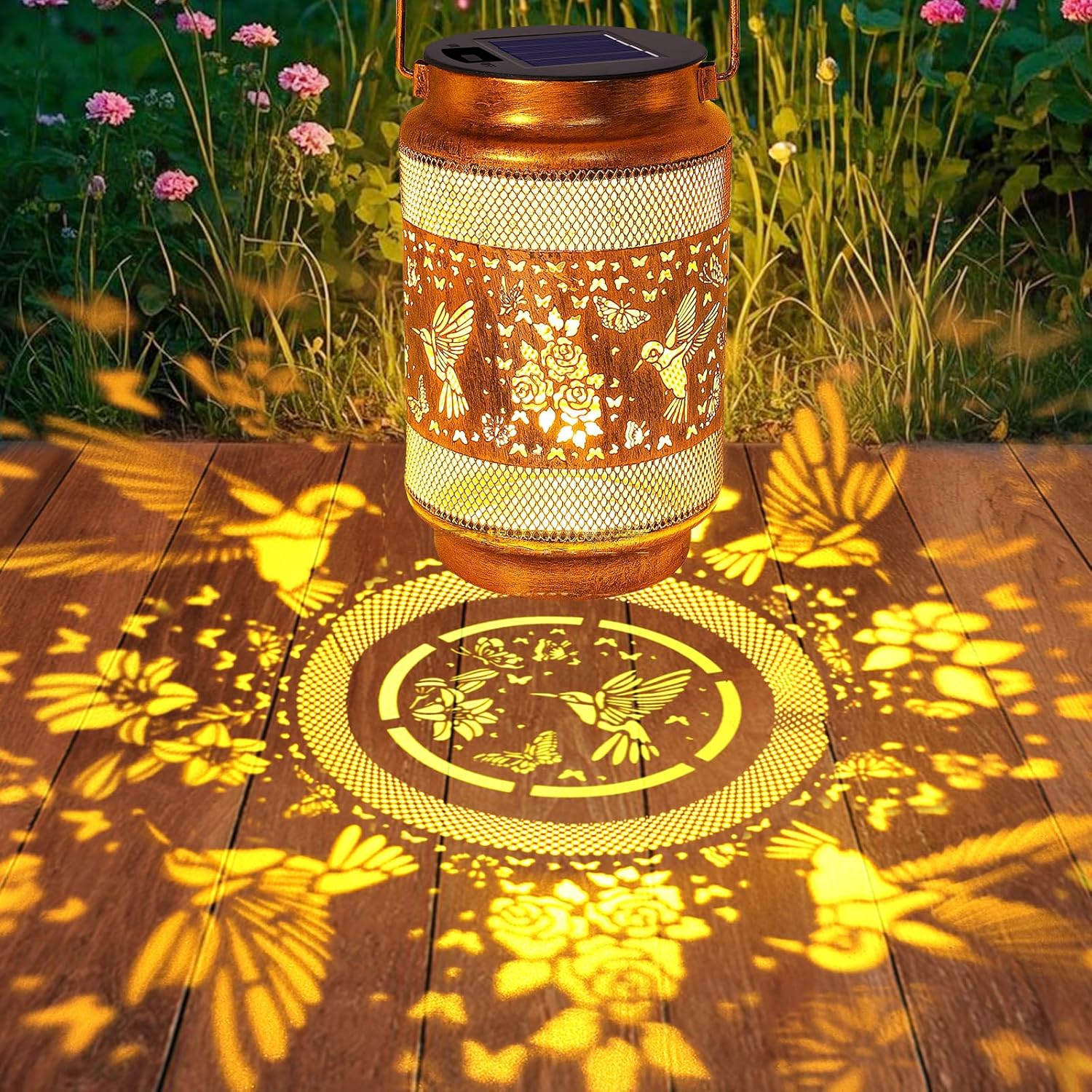 Solar Lanterns Outdoor Waterproof with Shepherd Hook, Birthday Mothers Day Gifts for Women Mom Grandma, Metal Solar Hanging Lights Garden Decor for Outside Yard Patio Pathway Porch