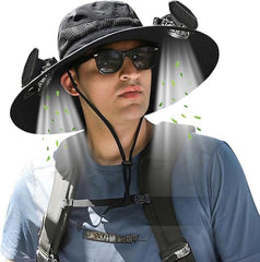 Solar-Powered Fan Hat for Men & Women | 2 Fans, USB Charging, Breathable Design - Cool & Stylish Sombrero