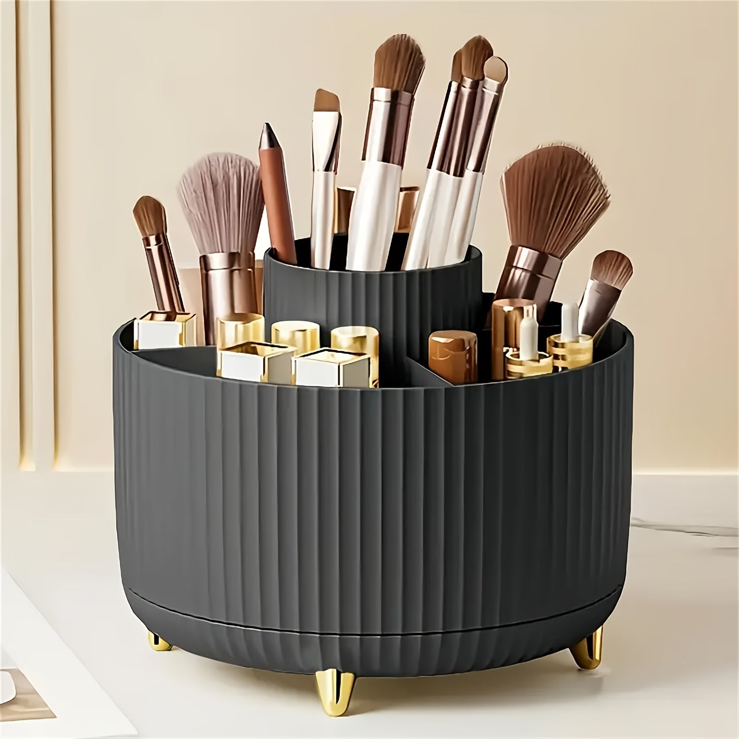360 ° Rotating Cosmetic Storage Box 1 Plastic Cosmetic Storage Box 5 Compartments Multifunctional Stand