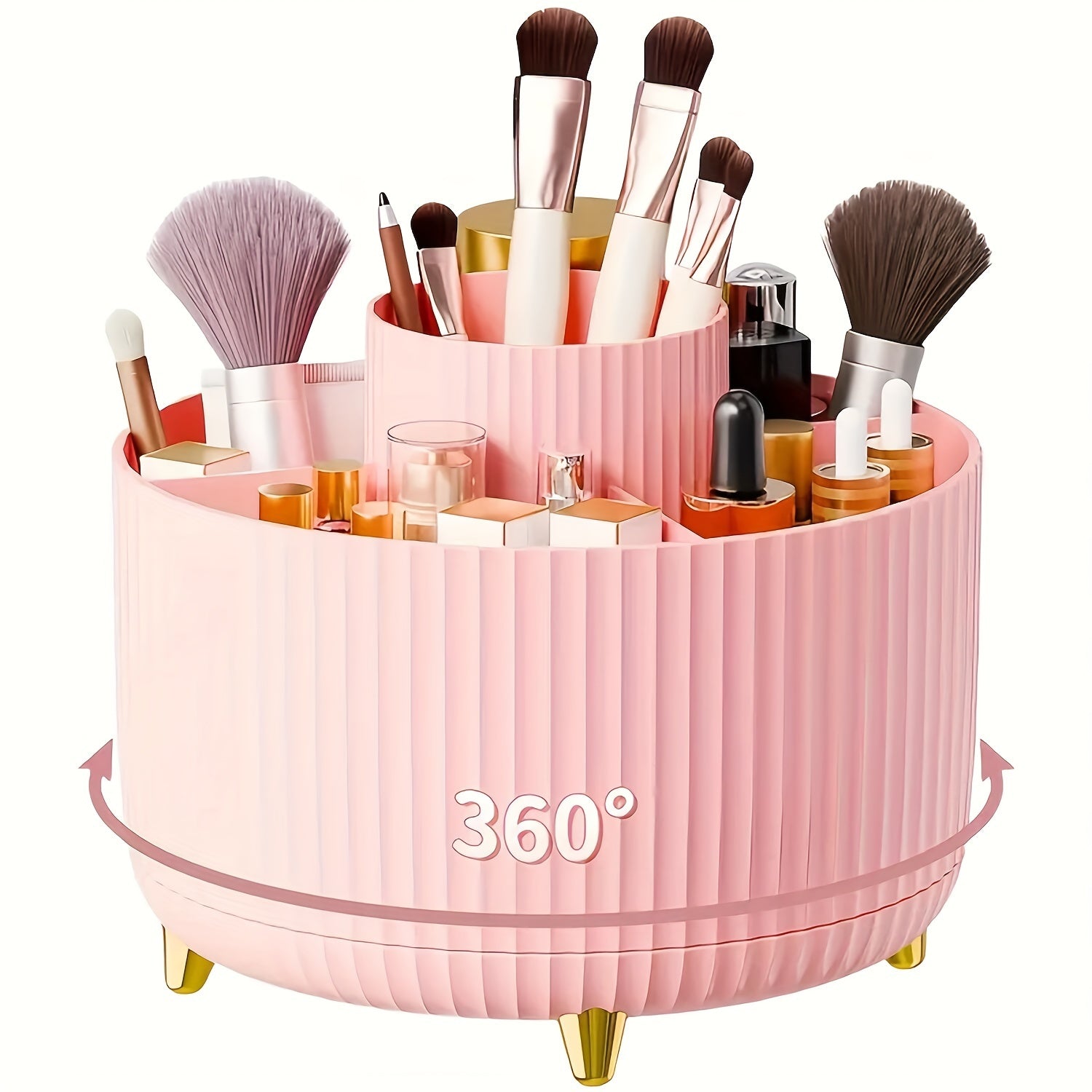 360 ° Rotating Cosmetic Storage Box 1 Plastic Cosmetic Storage Box 5 Compartments Multifunctional Stand