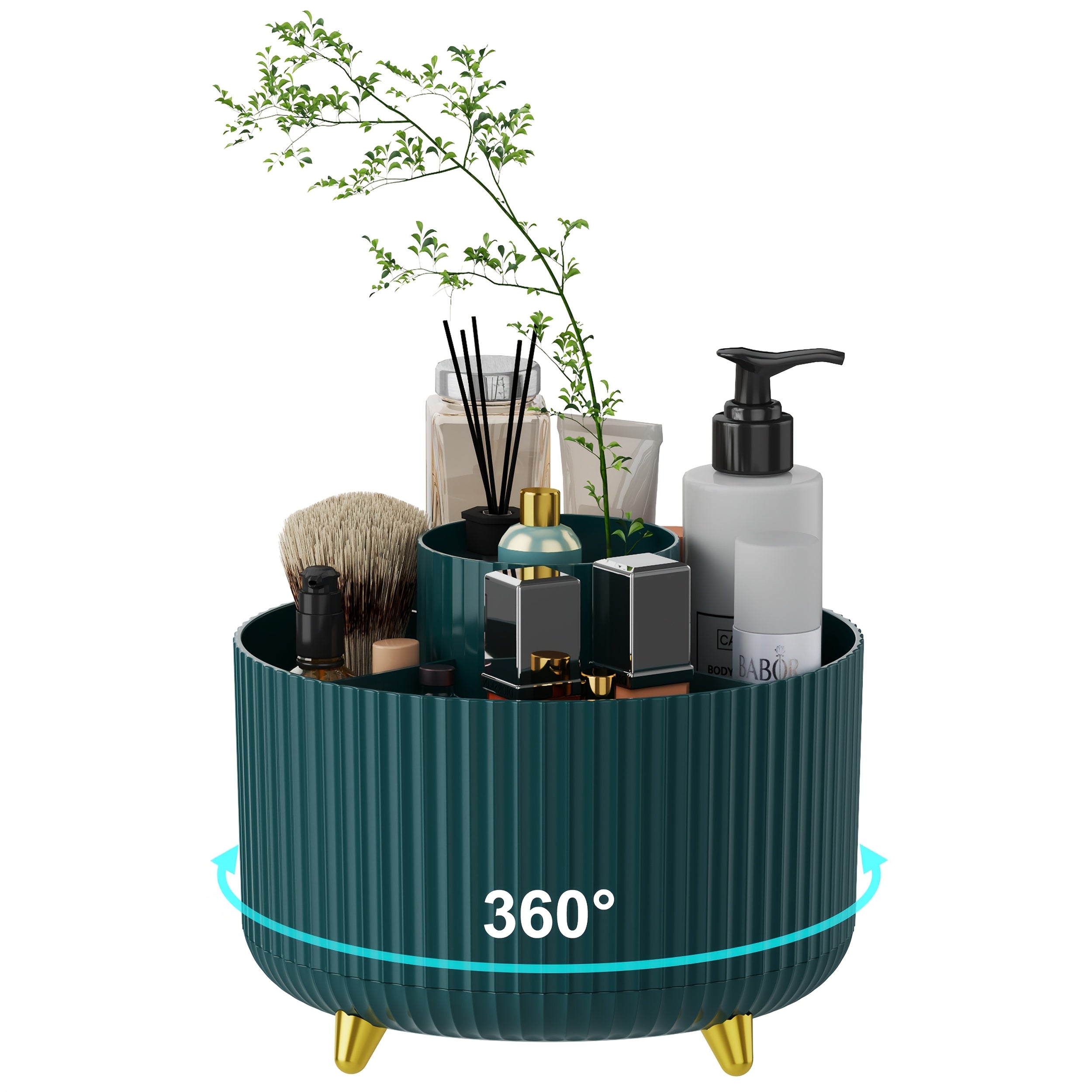 360 ° Rotating Cosmetic Storage Box 1 Plastic Cosmetic Storage Box 5 Compartments Multifunctional Stand