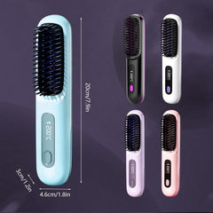 Portable Straightener Brush, 2025 New Straight and Curly Dual-Purpose Curling Rod, Mini Dual Purpose Curling Iron for Women