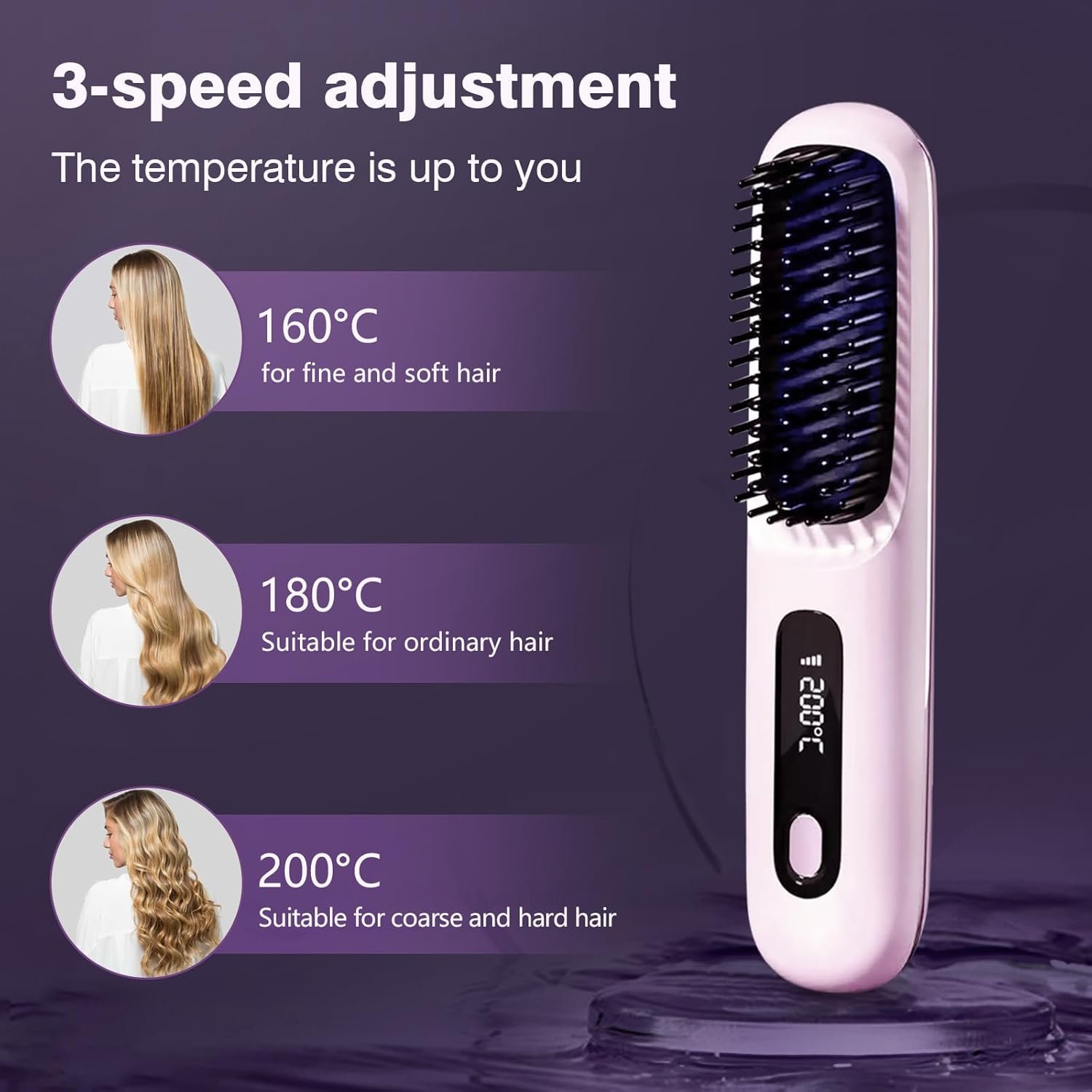 Portable Straightener Brush, 2025 New Straight and Curly Dual-Purpose Curling Rod, Mini Dual Purpose Curling Iron for Women