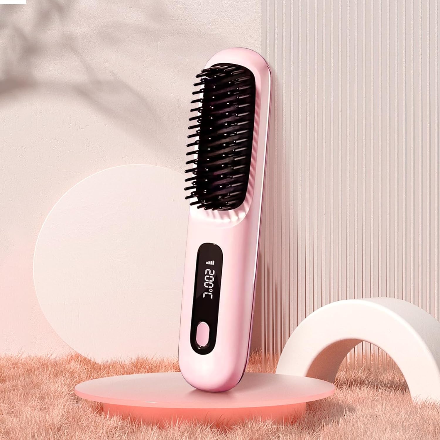 Portable Straightener Brush, 2025 New Straight and Curly Dual-Purpose Curling Rod, Mini Dual Purpose Curling Iron for Women