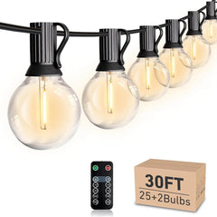 LED 30FT Outdoor String Lights Waterproof Patio Lights 27 Dimmable G40 Bulbs