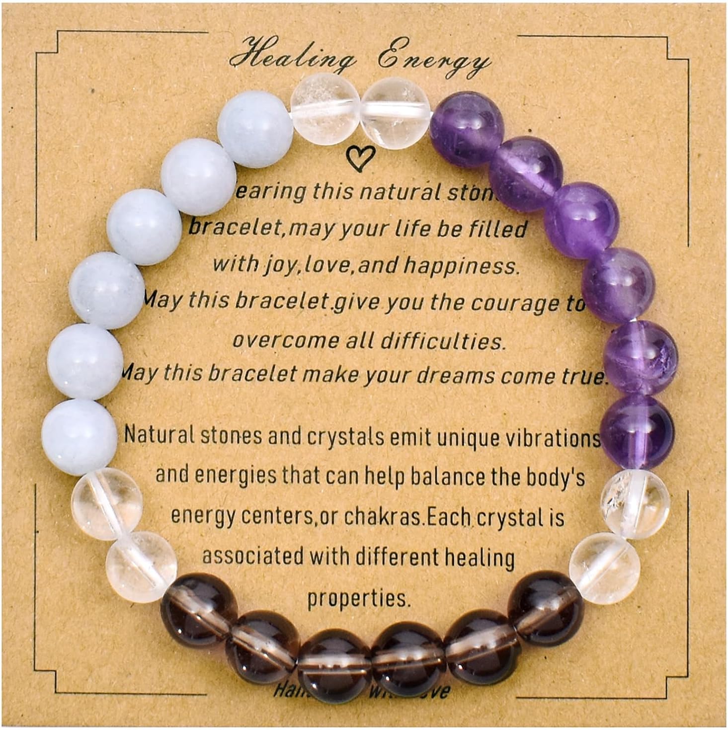 Strong Healing Crystal Bracelet 8MM Genuine Stone Bracelet Lucky Beaded Bracelet Chakra Bracelet 6.5 inch