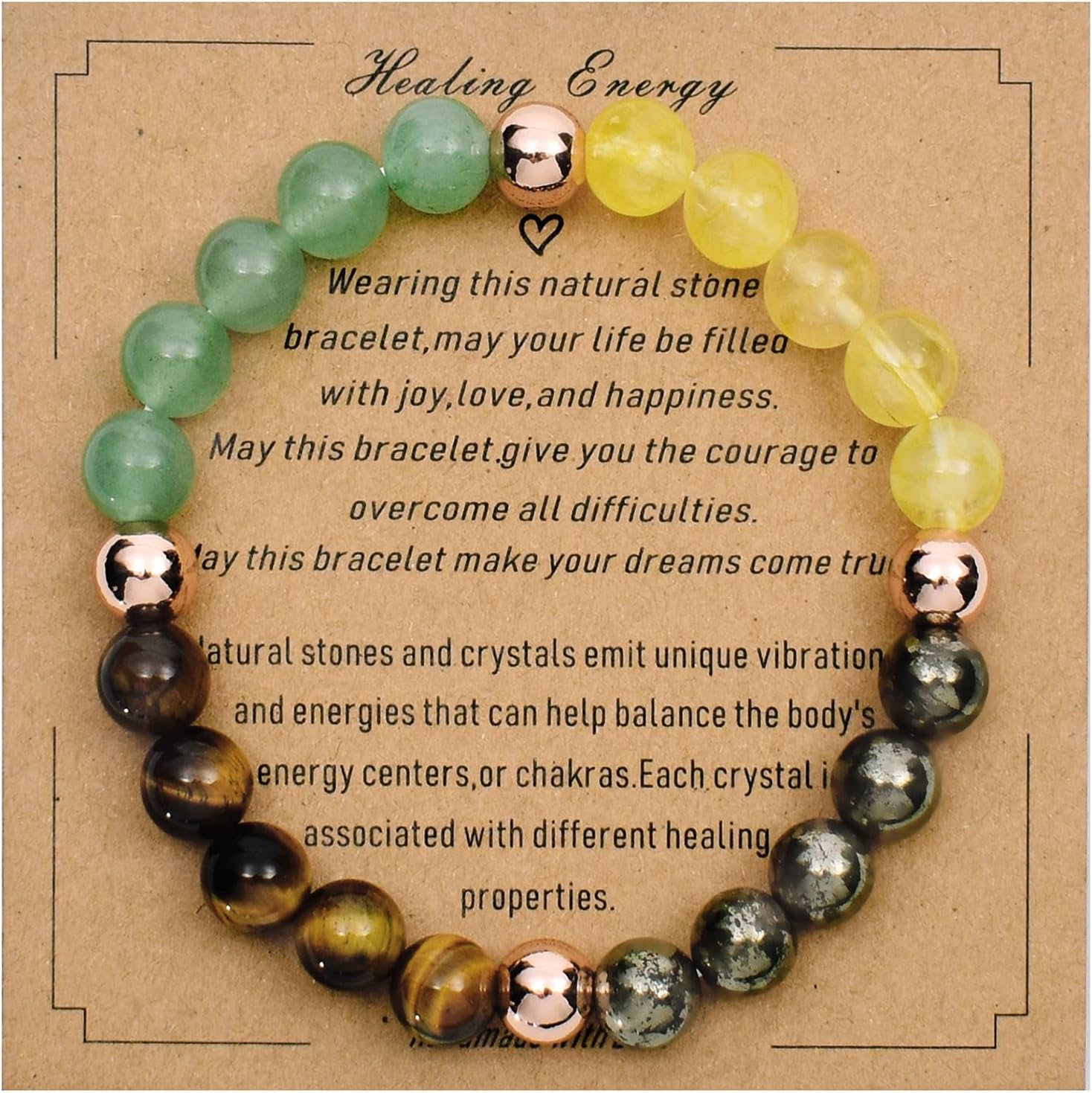 Strong Healing Crystal Bracelet 8MM Genuine Stone Bracelet Lucky Beaded Bracelet Chakra Bracelet 6.5 inch