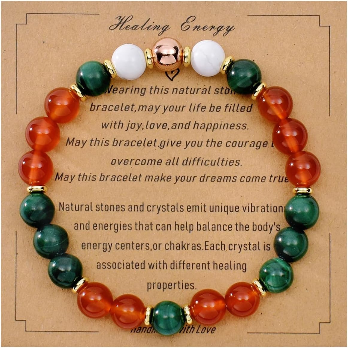 Strong Healing Crystal Bracelet 8MM Genuine Stone Bracelet Lucky Beaded Bracelet Chakra Bracelet 6.5 inch