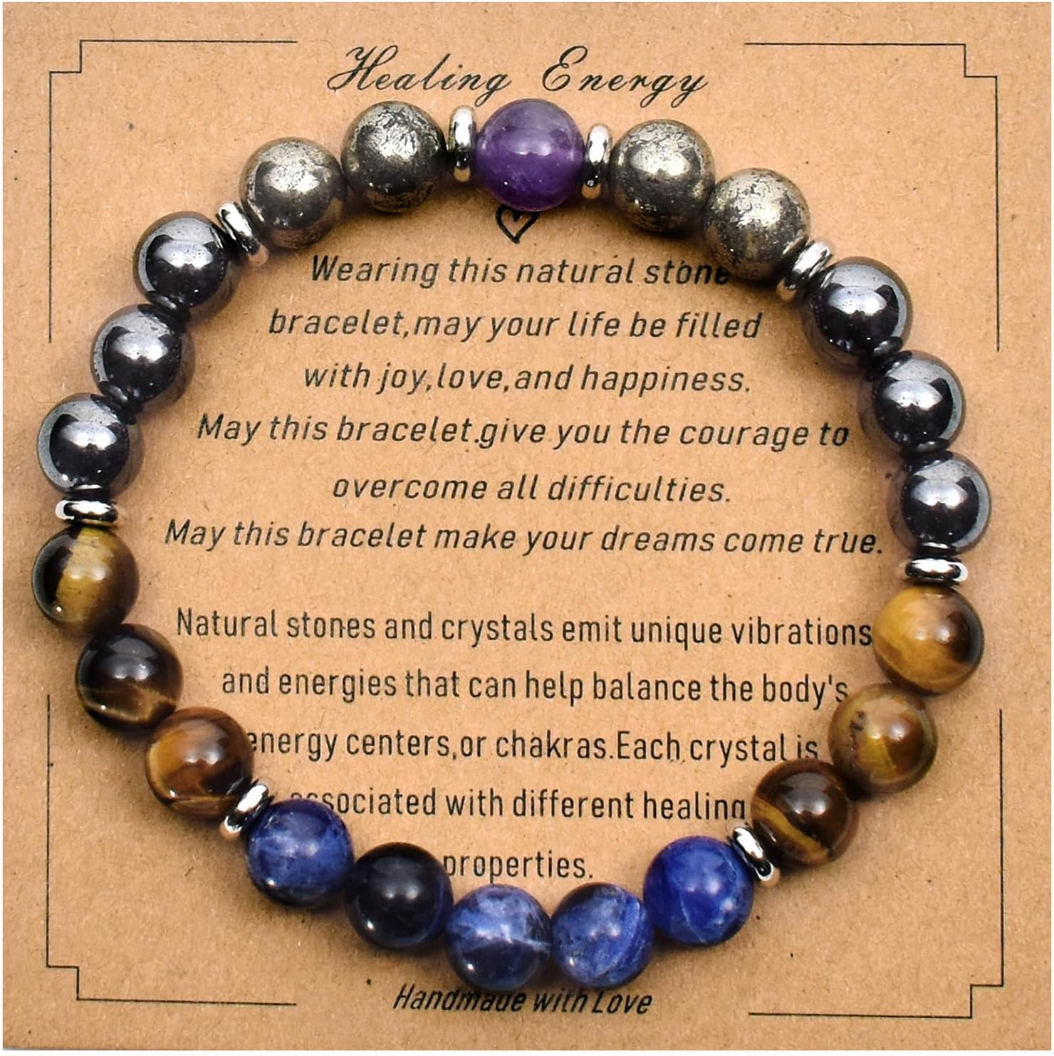 Strong Healing Crystal Bracelet 8MM Genuine Stone Bracelet Lucky Beaded Bracelet Chakra Bracelet 6.5 inch