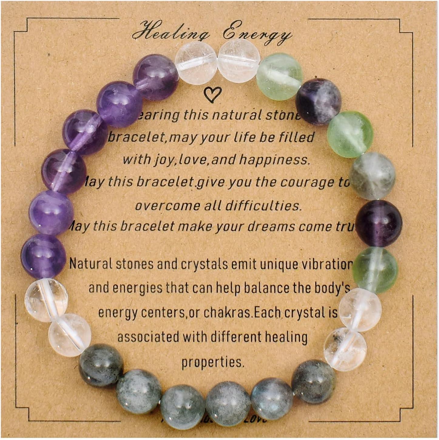 Strong Healing Crystal Bracelet 8MM Genuine Stone Bracelet Lucky Beaded Bracelet Chakra Bracelet 6.5 inch