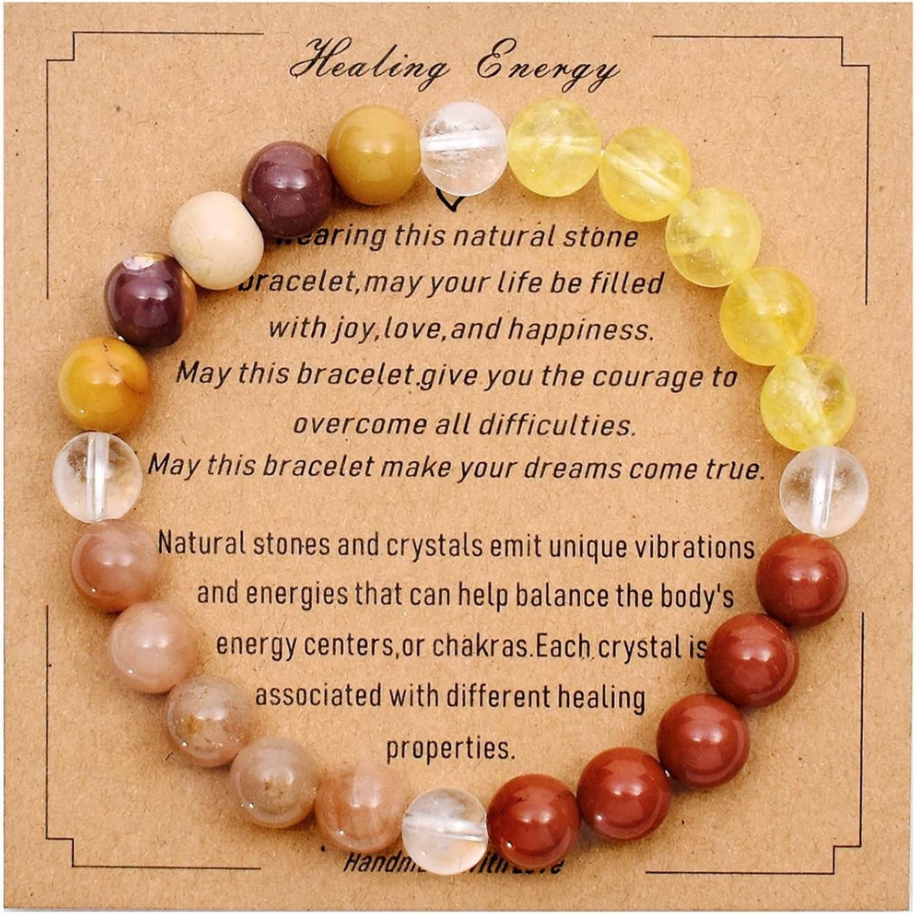 Strong Healing Crystal Bracelet 8MM Genuine Stone Bracelet Lucky Beaded Bracelet Chakra Bracelet 6.5 inch