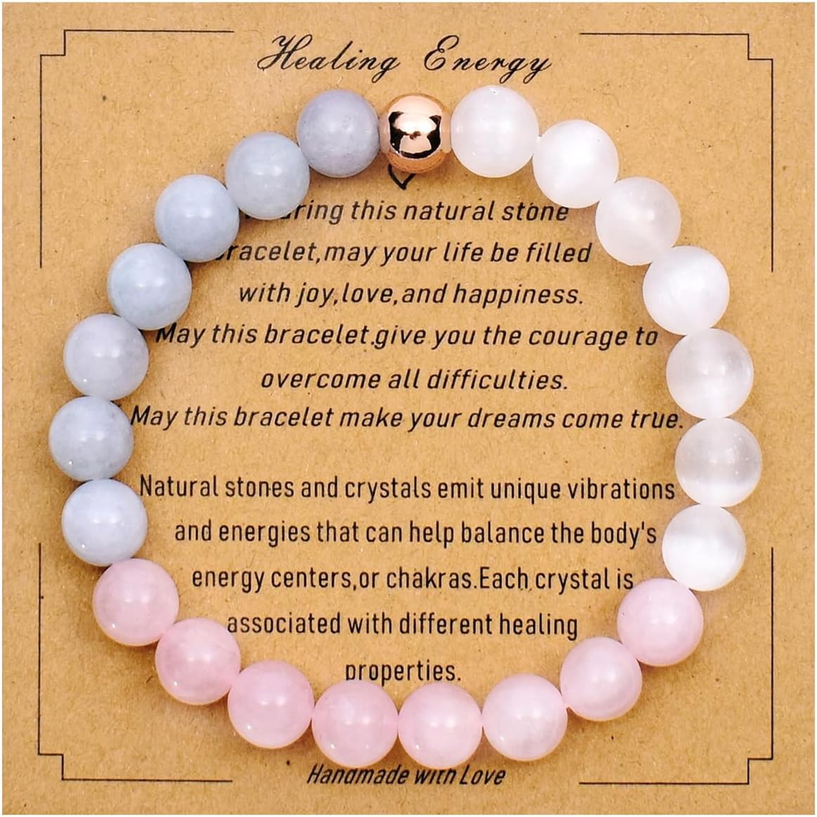 Strong Healing Crystal Bracelet 8MM Genuine Stone Bracelet Lucky Beaded Bracelet Chakra Bracelet 6.5 inch