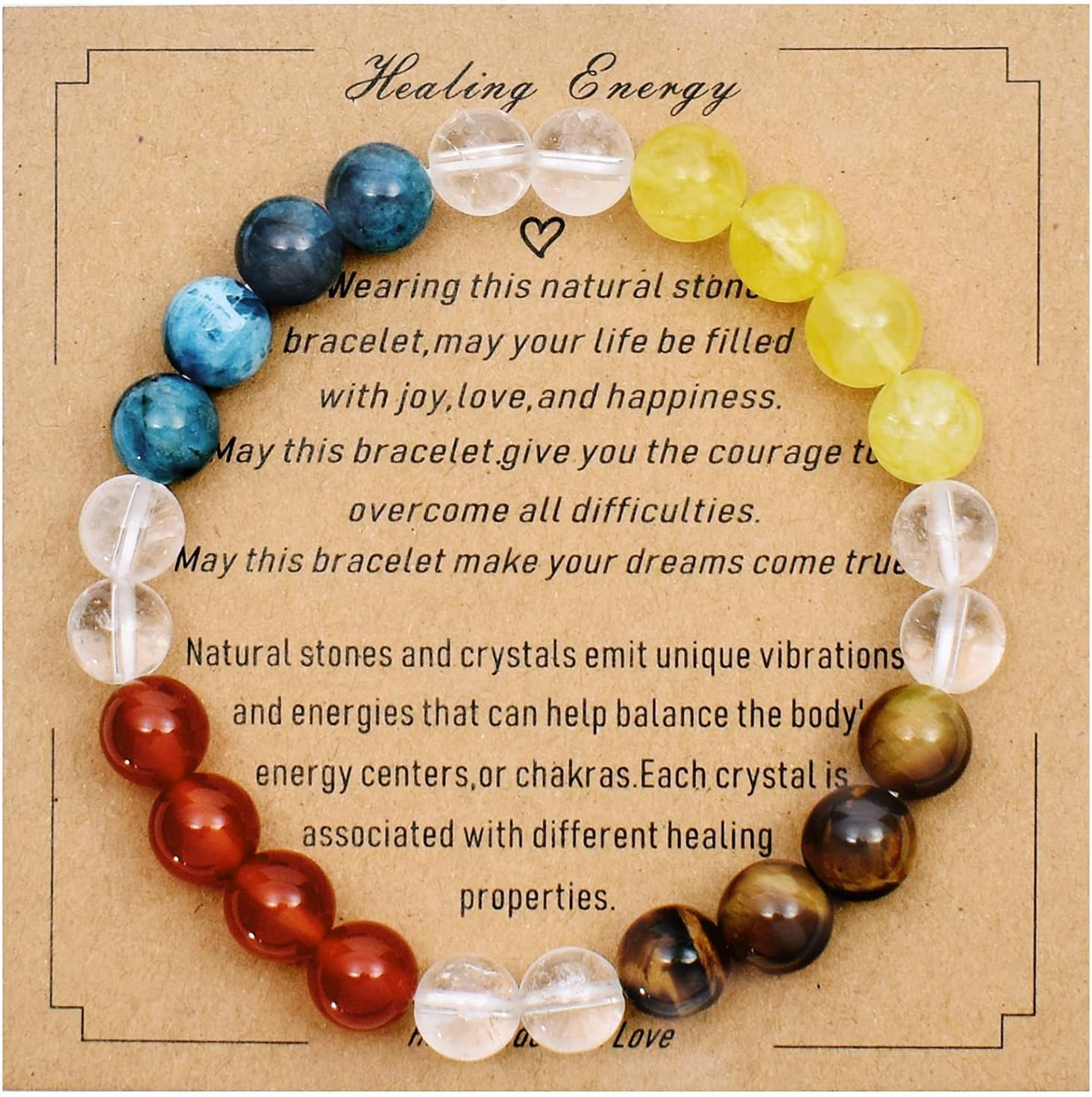 Strong Healing Crystal Bracelet 8MM Genuine Stone Bracelet Lucky Beaded Bracelet Chakra Bracelet 6.5 inch