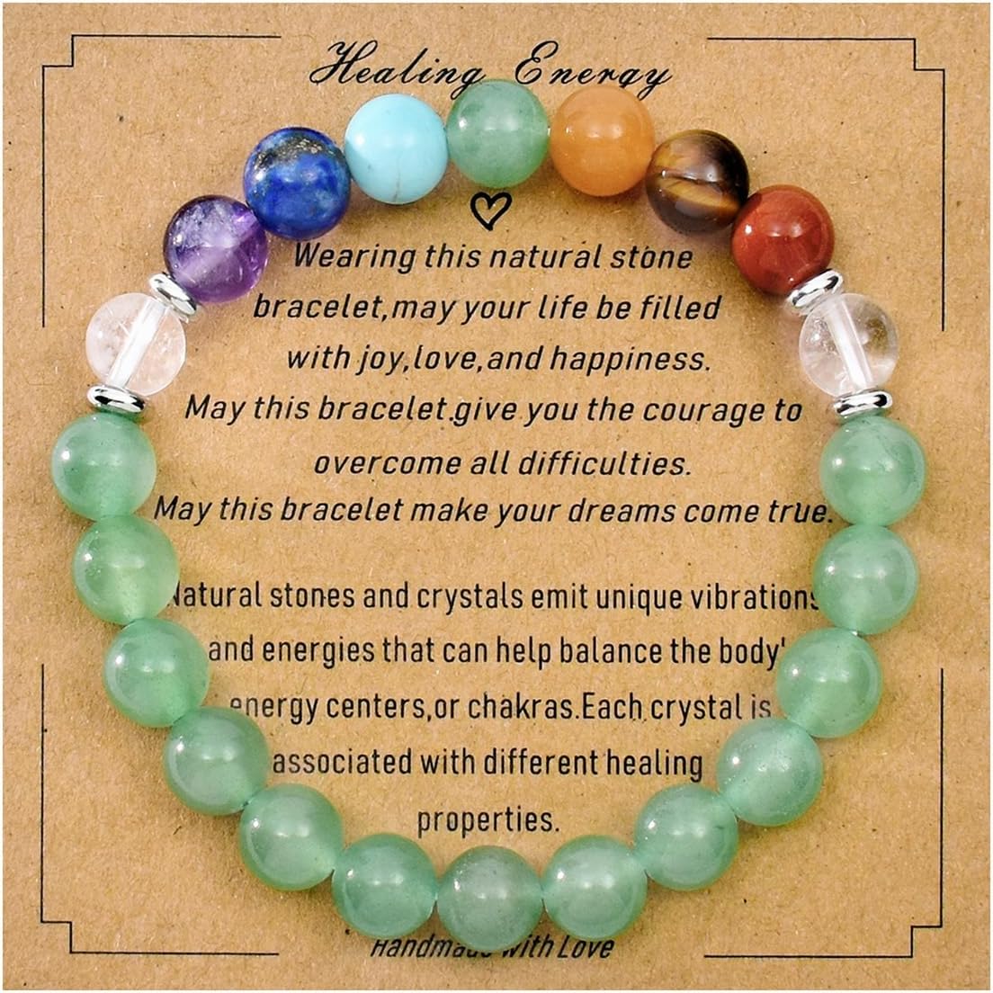 Strong Healing Crystal Bracelet 8MM Genuine Stone Bracelet Lucky Beaded Bracelet Chakra Bracelet 6.5 inch