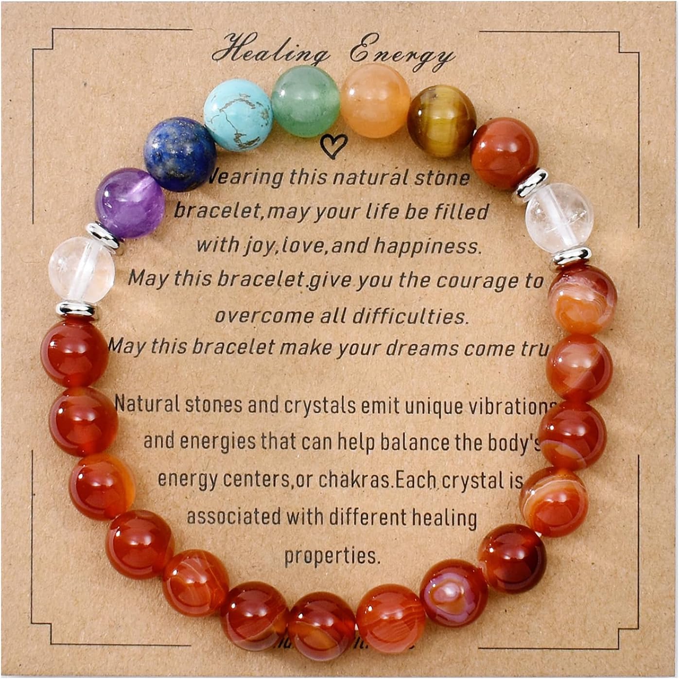 Strong Healing Crystal Bracelet 8MM Genuine Stone Bracelet Lucky Beaded Bracelet Chakra Bracelet 6.5 inch