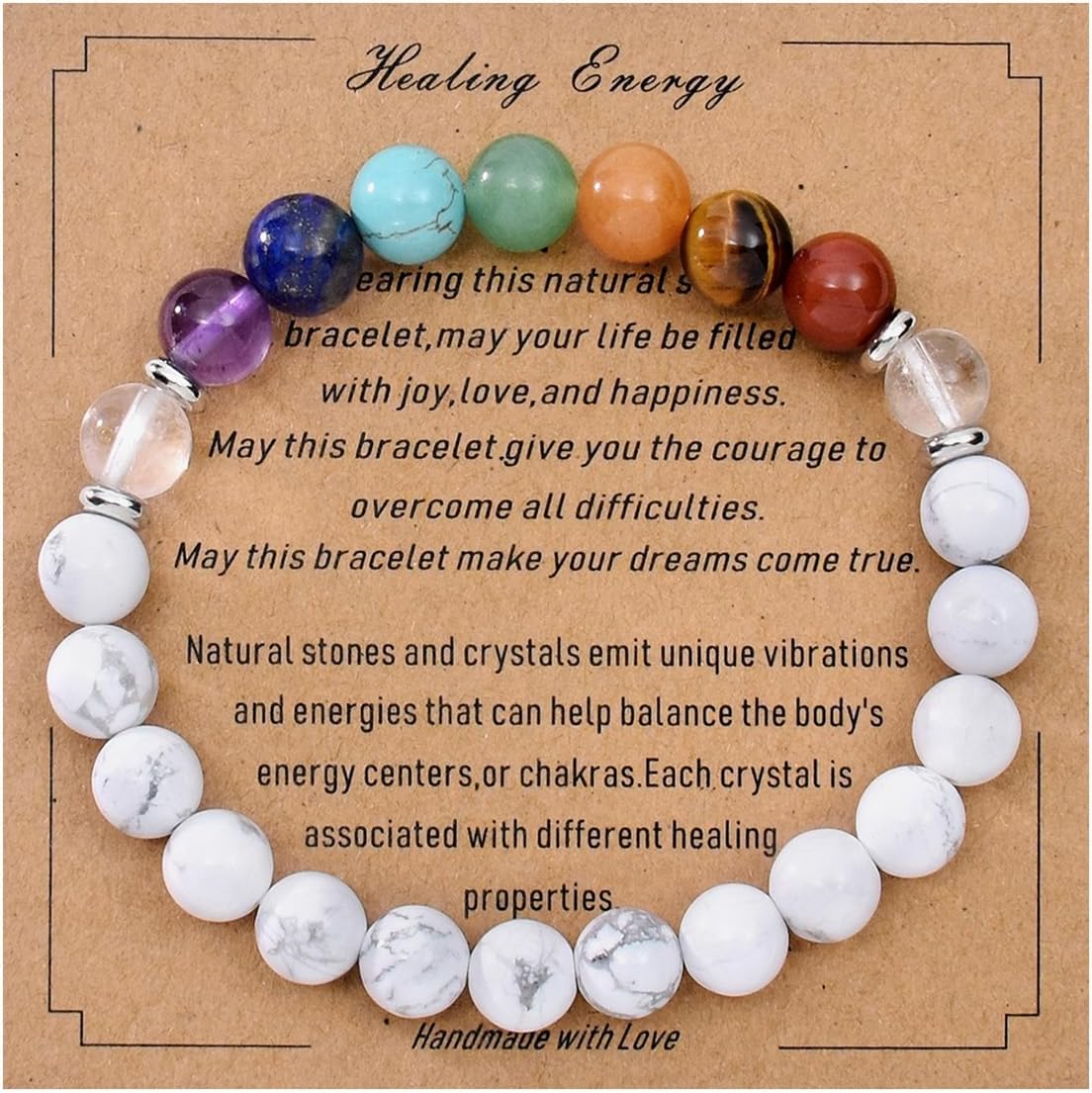 Strong Healing Crystal Bracelet 8MM Genuine Stone Bracelet Lucky Beaded Bracelet Chakra Bracelet 6.5 inch